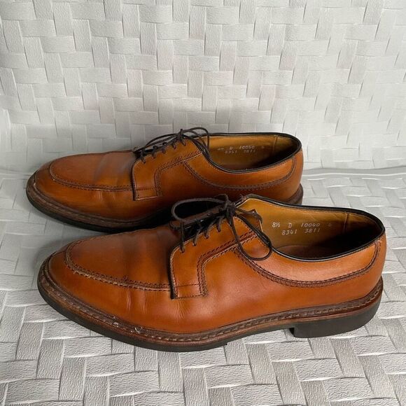 ALLEN EDMONDS Norse Split Toe Oxfords Dress Shoes Sz. 8,5 D Tan USA Old Stock - Picture 10 of 12